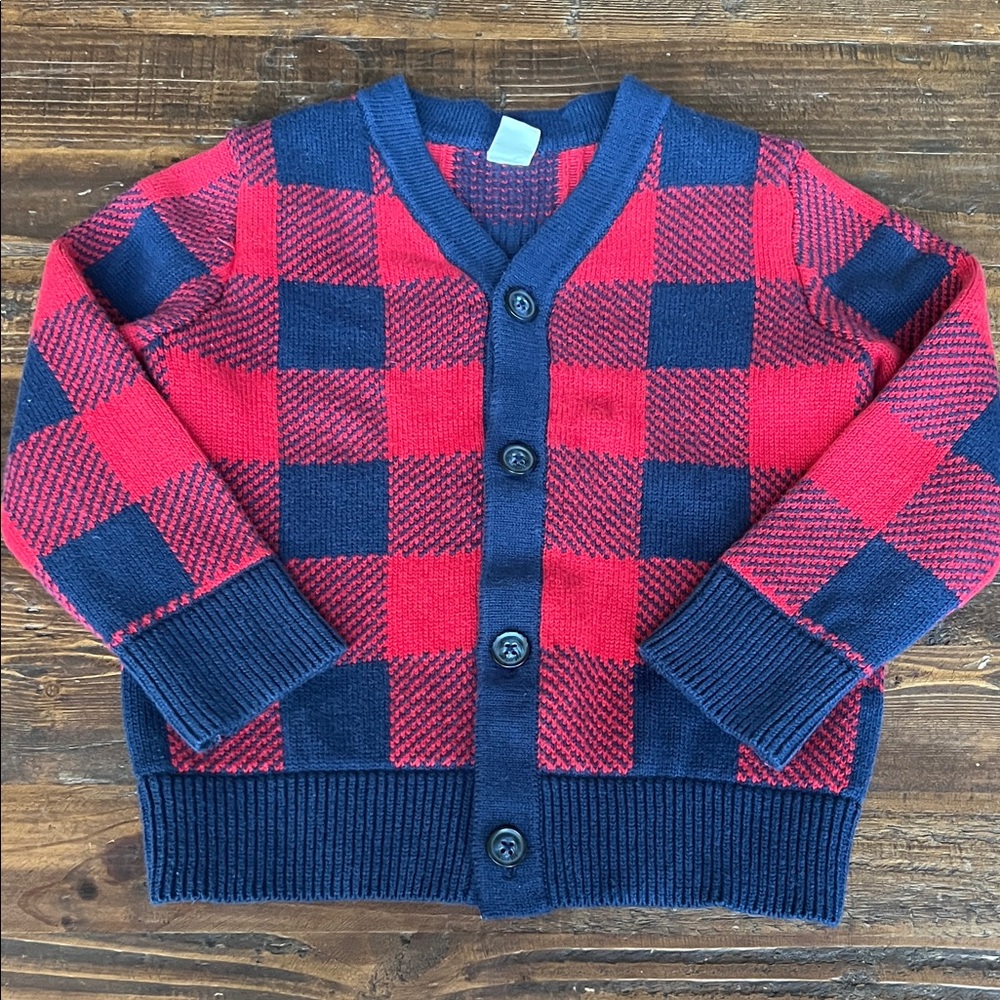 GAP Kids Red and Blue Plaid Sweater